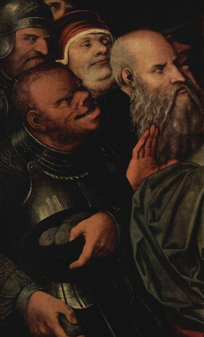 Christus en de Overspelige Vrouw (detail) door Lucas Cranach the Younger